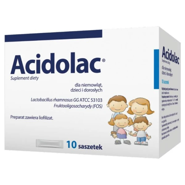 Acidolac, liofilizat doustny, dla niemowląt, dzieci i dorosłych, 10 saszetek