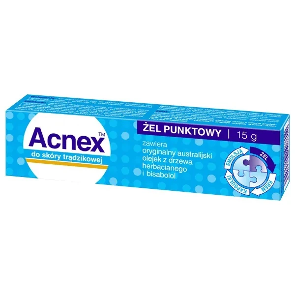 Acnex, żel punktowy, skóra trądzikowa, 15g