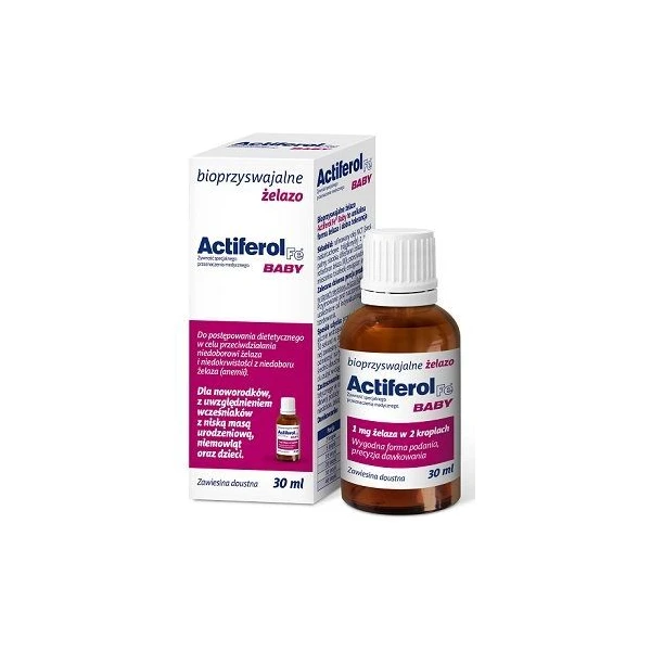 Actiferol Fe Baby, żelazo, krople, dla dzieci i niemowląt, 30ml