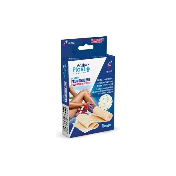 Active Plast First Aid, plastry ekonomiczne, do cięcia, 50x6cm, kolor cielisty, 1 sztuka