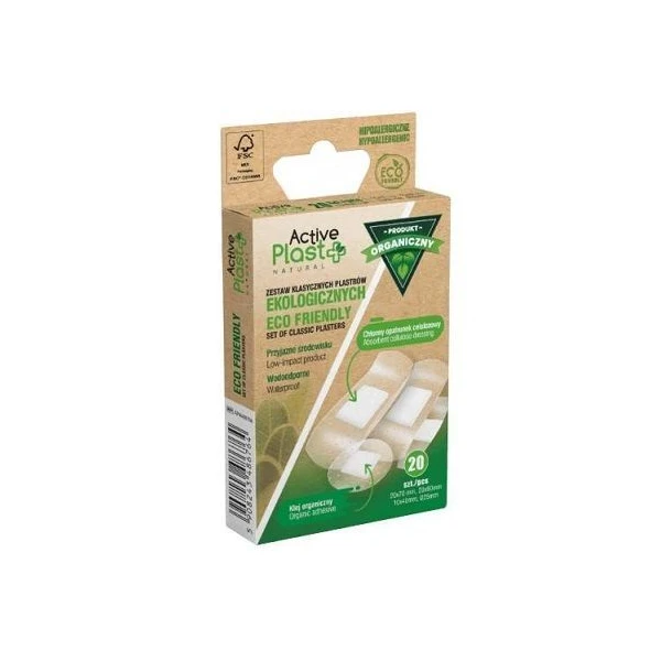 Active Plast Natural, plaster ekologiczny, cielisty, mix rozmiarów, 20 sztuk