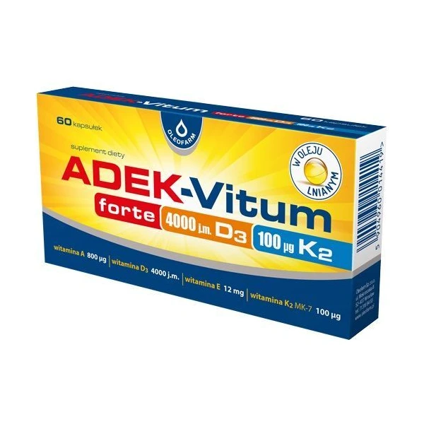 ADEK-Vitum Forte D3 4000j.m.+K2 100mcg, 60 kapsułek