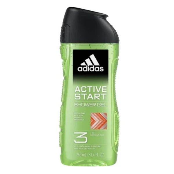 Adidas Active Start, żel do mycia ciała, włosów i twarzy 3w1, dla mężczyzn, 250ml