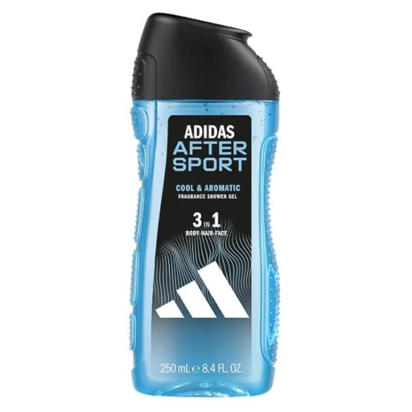 Adidas After Sport, nawilżający żel do mycia ciała, włosów i twarzy 3w1, dla mężczyzn, 250ml
