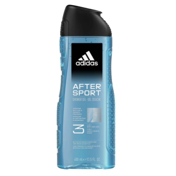 Adidas After Sport, nawilżający żel do mycia ciała, włosów i twarzy 3w1, dla mężczyzn, 400ml