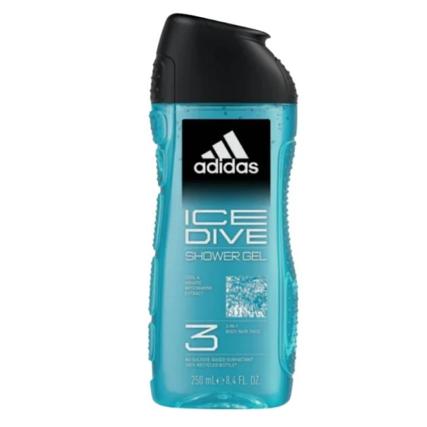 Adidas Ice Dive, żel do mycia ciała, włosów i twarzy 3w1, dla mężczyzn, 250ml