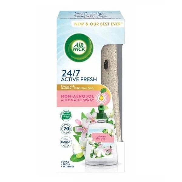 Air Wick 24/7 Active Fresh, dyfuzor automatyczny z wkładem zapasowym, Jasmine Bouquet, 1 opakowanie