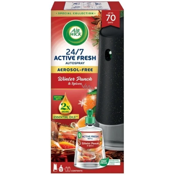 Air Wick 24/7 Active Fresh, dyfuzor automatyczny z wkładem zapasowym, Winter Punch & Spices, 1 opakowanie