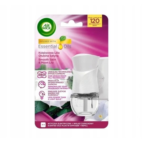 Air Wick, dyfuzor elektryczny z wkładem zapasowym, Moon Lily & Smooth Satin, 1 opakowanie