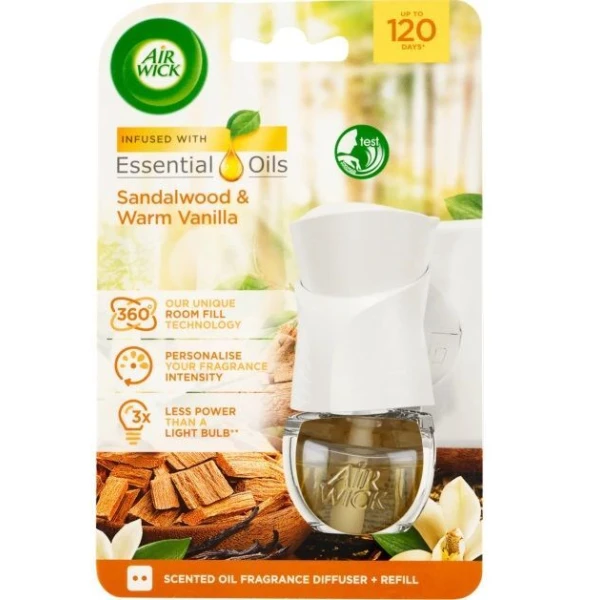 Air Wick, dyfuzor elektryczny z wkładem zapasowym, Sandalwood & Warm Vanilla, 1 opakowanie