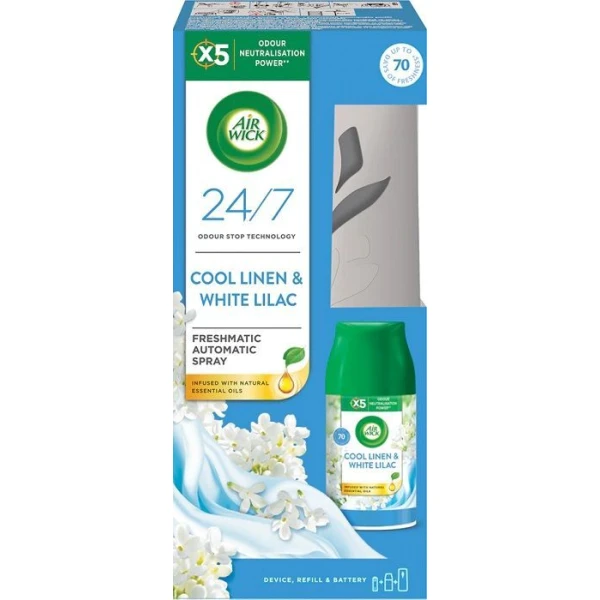 Air Wick Freshmatic, dyfuzor automatyczny z wkładem zapasowym, Cool Linen & White Lilac, 1 opakowanie