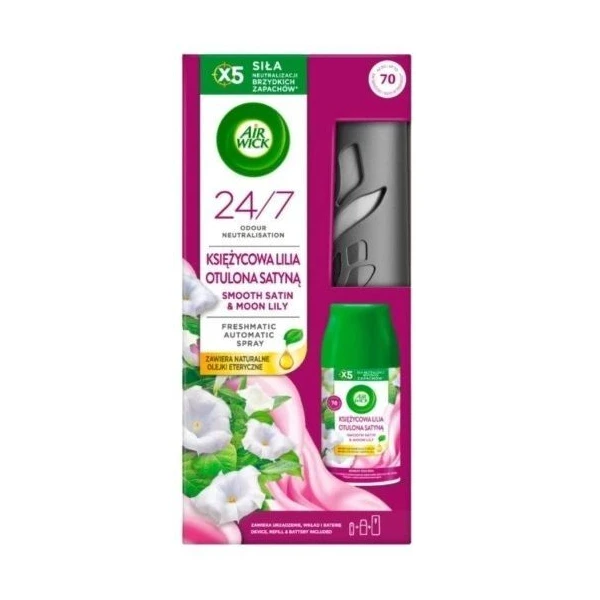 Air Wick Freshmatic, dyfuzor automatyczny z wkładem zapasowym, Smooth Satin & Moon Lily, 1 opakowanie