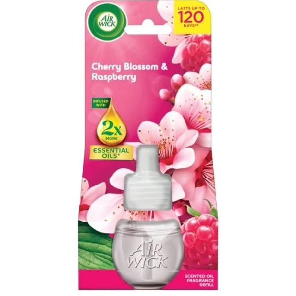 Air Wick, wkład zapasowy do dyfuzora elektrycznego, Cherry Blossom & Raspberry, 19ml