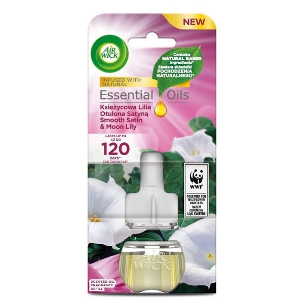 Air Wick, wkład zapasowy do dyfuzora elektrycznego, Moon Lily & Smooth Satin, 19ml