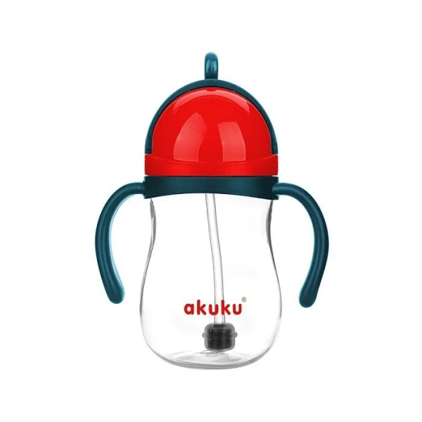 Akuku, bidon ze słomką i odważnikiem, Blue/Red, A0164, po 9 miesiącu, 280ml
