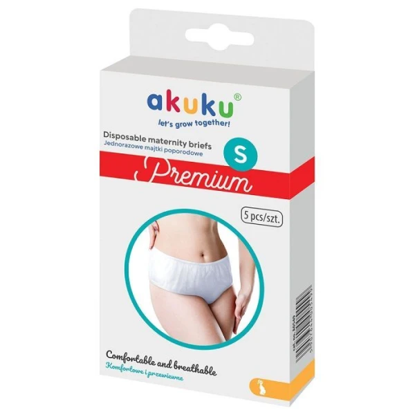 Akuku, majtki poporodowe jednorazowe Premium, rozmiar S, 5 sztuk
