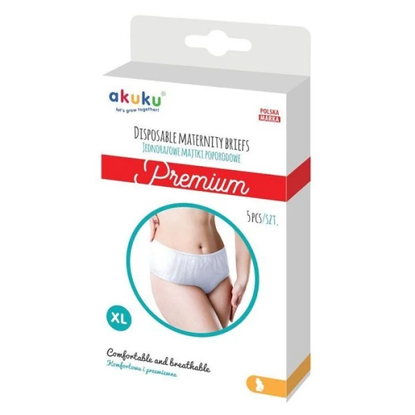 Akuku, majtki poporodowe jednorazowe Premium, rozmiar XL, 5 sztuk
