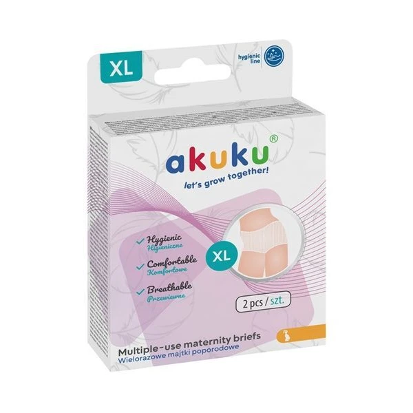 Akuku, majtki poporodowe siateczkowe, wielorazowe, rozmiar XL, 2 sztuki