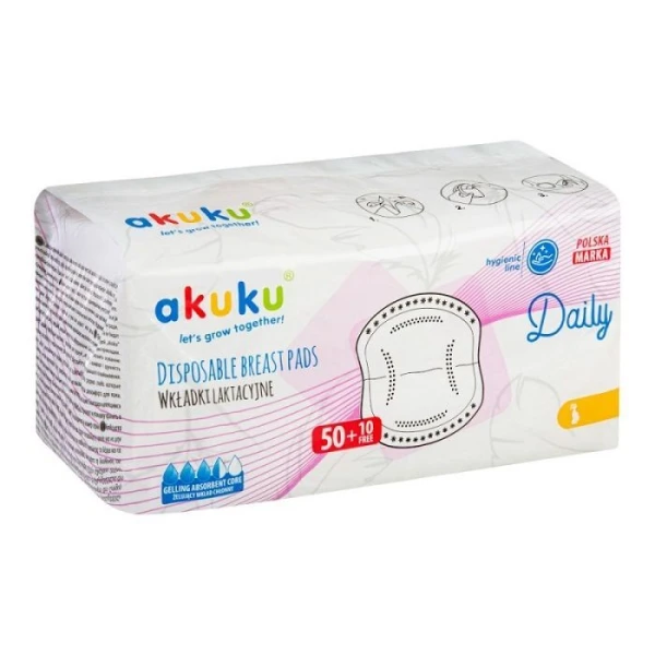 Akuku, wkładki laktacyjne Daily, A0160, 60 sztuk