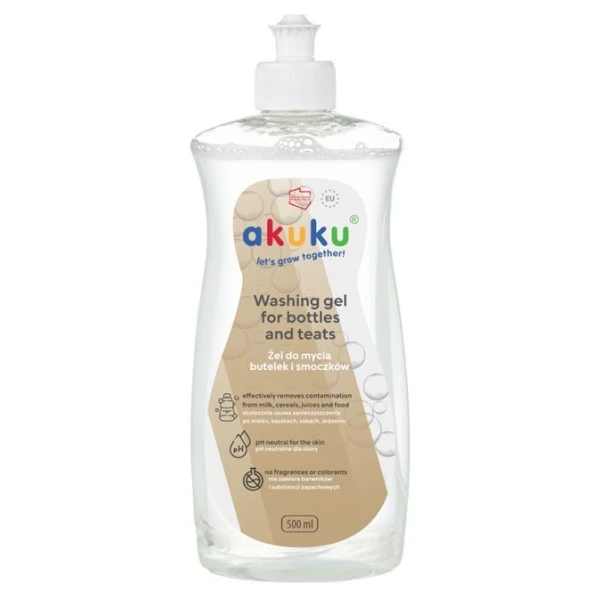 Akuku, żel do mycia butelek i smoczków, A0712, 500ml