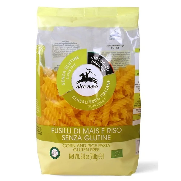 Alce Nero, makaron kukurydziano-ryżowy, świderki, bezglutenowy, 250g
