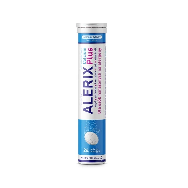 Alerix Calcium Plus, bez cukru, smak cytrynowy, 24 tabletki musujące