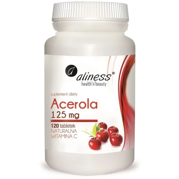 Aliness, Acerola 125mg, naturalna witamina C, 120 tabletek
