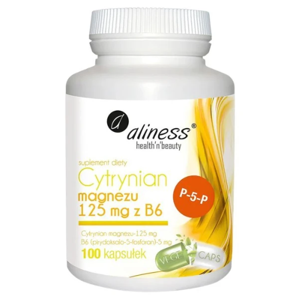 Aliness, Cytrynian Magnezu 125mg z B6, 100 kapsułek
