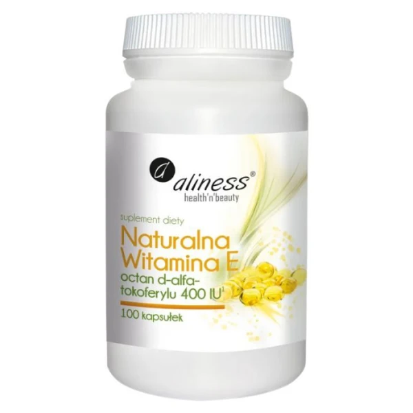 Aliness, Naturalna Witamina E 400 IU D-alfa-tokoferyl, 100 kapsułek