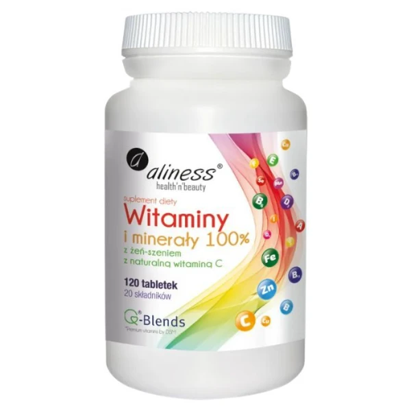 Aliness, Witaminy i Minerały 100%, 120 tabletek