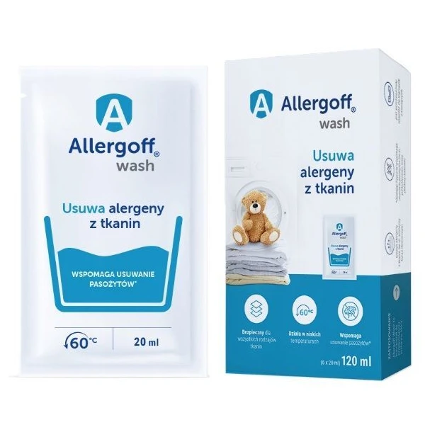 Allergoff Wash, dodatek do prania w niskich temperaturach, 6 saszetek po 20ml