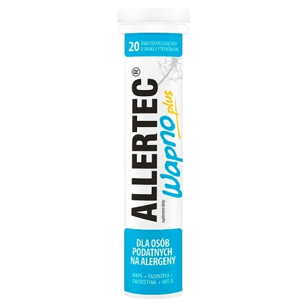 Allertec wapno plus, smak cytrynowy, 20 tabletek musujących