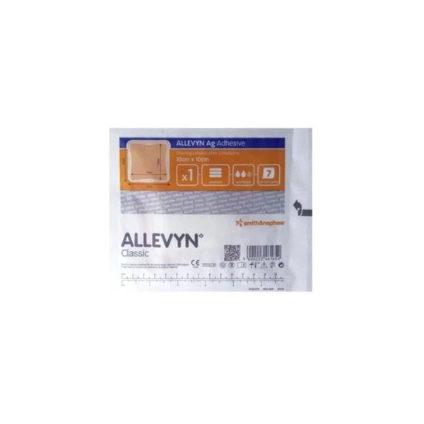 Allevyn Ag Adhesive, przylepny opatrunek piankowy ze srebrem, sterylny, 10cmx10cm, 1 sztuka