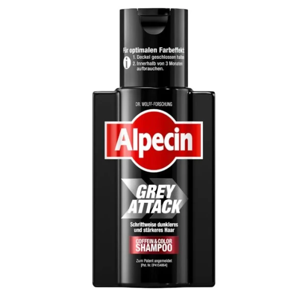 Alpecin Grey Attack Caffeine & Color, szampon koloryzujący dla mężczyzn, przeciw wypadaniu włosów, 200ml