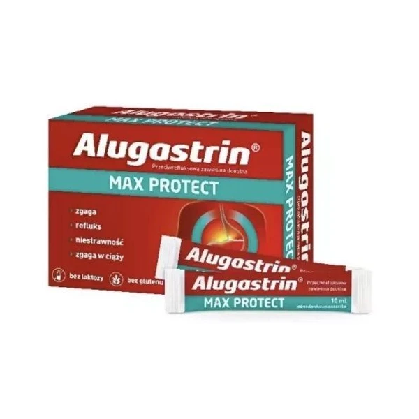 Alugastrin Max Protect, zawiesina doustna, 10 saszetek po 10ml