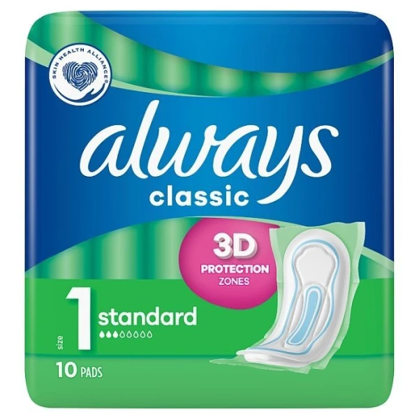 Always Classic Standard, podpaski bez skrzydełek, 10 sztuk