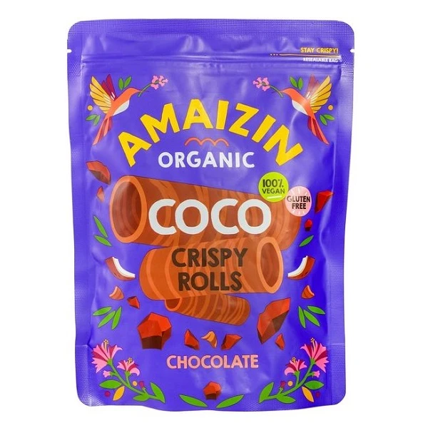 Amaizin, rurki waflowe kokosowo-czekoladowe, bezglutenowe, 140g