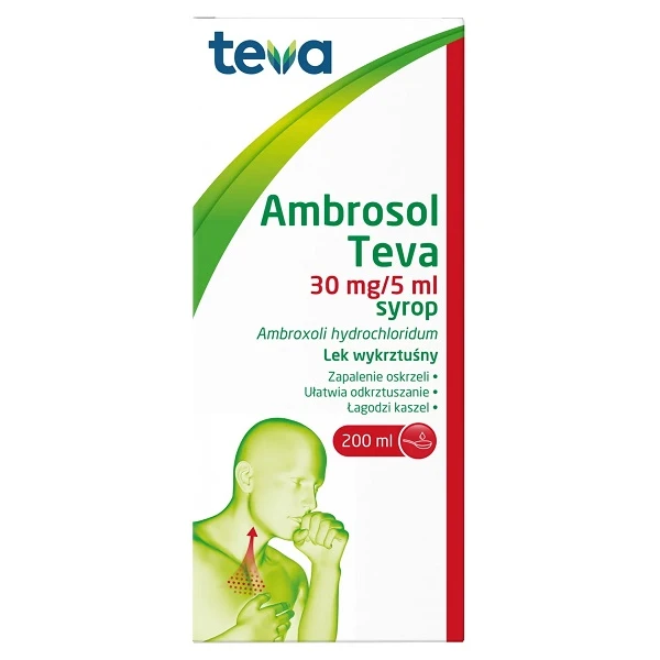 Ambrosol Teva 30mg/5ml, syrop wykrztuśny, 200ml