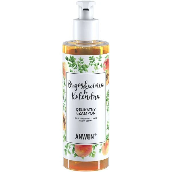 Anwen Brzoskwinia & Kolendra, łagodny szampon do włosów, 200ml