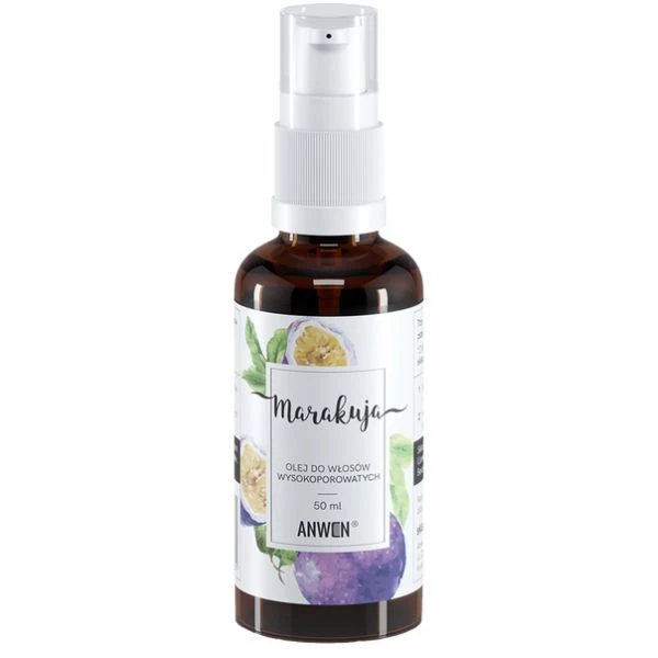 Anwen, olej marakuja do włosów wysokoporowatych, 50ml