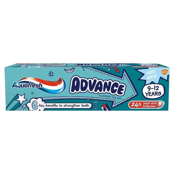 Aquafresh Advance, pasta do zębów, dla dzieci w wieku 9-12 lat, 75ml
