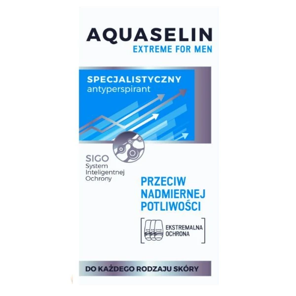 Aquaselin Extreme for Men, specjalistyczny antyperspirant roll-on, przeciw nadmiernej potliwości, 50ml
