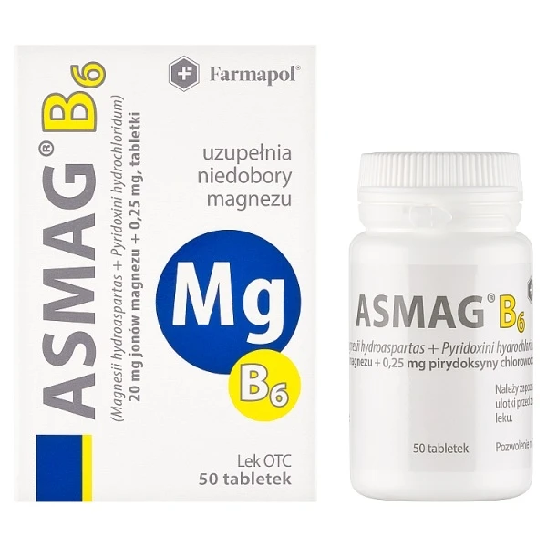 Asmag B6 (20mg+0,25mg), 50 tabletek
