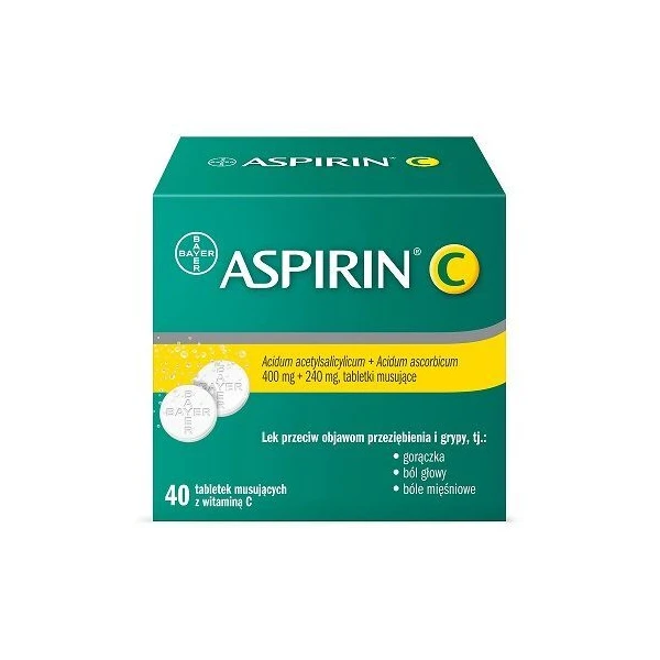 Aspirin C (400mg+240mg), 40 tabletek musujących