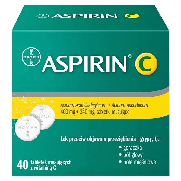 Aspirin C (400mg+240mg), 40 tabletek musujących