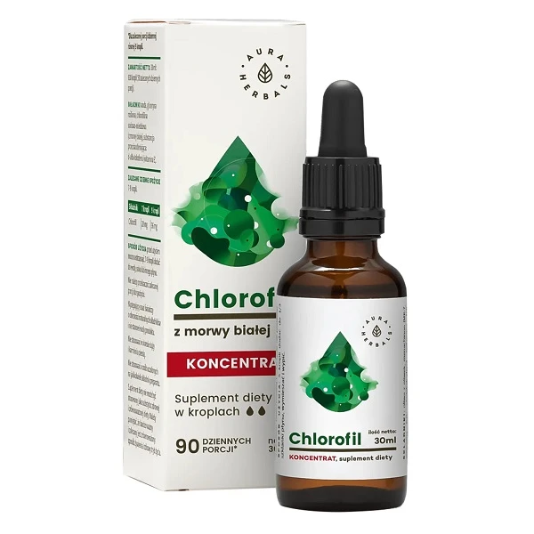 Aura Herbals, Chlorofil z morwy białej, krople, 30ml