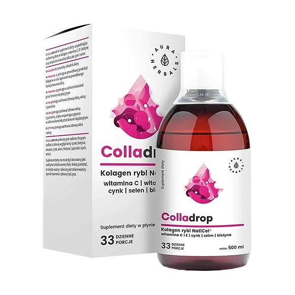 Aura Herbals, Colladrop, kolagen rybi NatiCol, płyn, 500ml