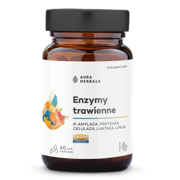 Aura Herbals, Enzymy trawienne, DigeZyme, 60 kapsułek
