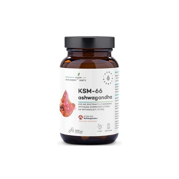 Aura Herbals, Ashwagandha KSM-66 200mg, 120 kapsułek