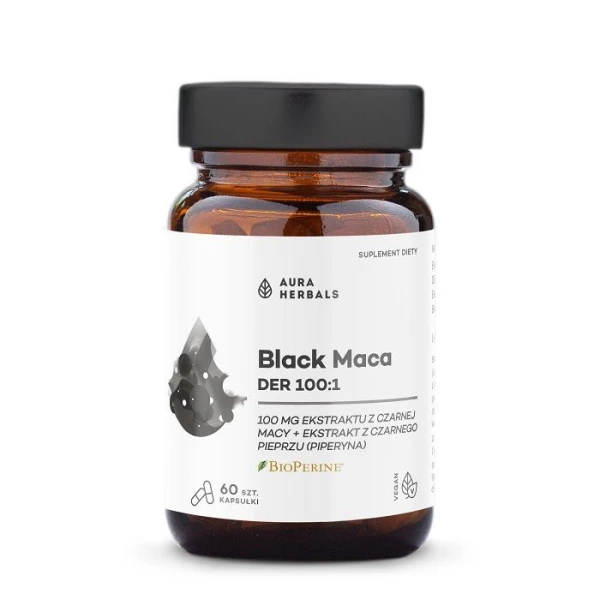 Aura Herbals, Black Maca DER 100:1, 60 kapsułek